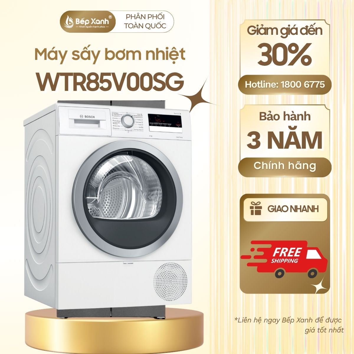 Máy sấy bơm nhiệt Heatpump Bosch WTR85V00SG seri 4