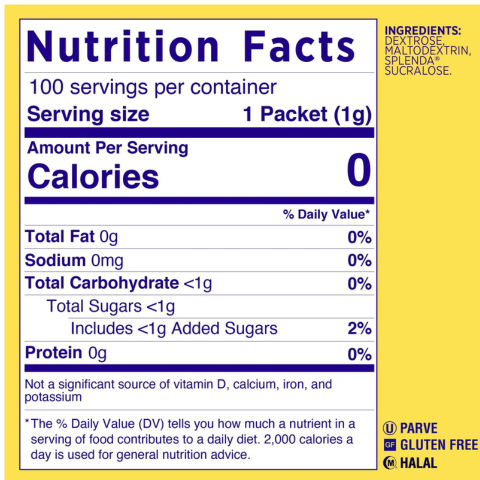 Đường ăn kiêng Splenda Zero Calorie  của Mỹ không Calo dành cho Eat Clean Keto thùng 1000 gói