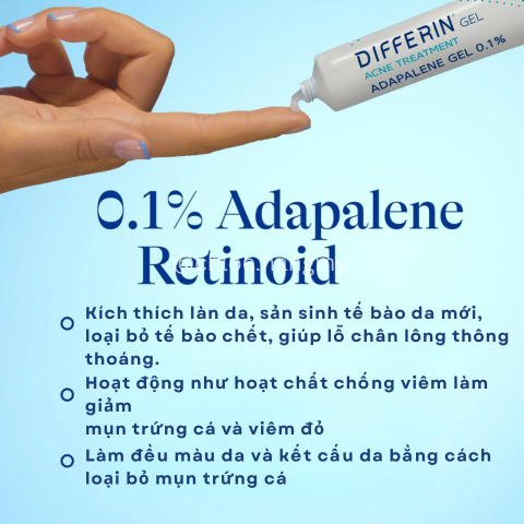 Gel trị mụn Differin Adapalene 0,1% hỗ trợ mụn mờ thâm bản Mỹ tuýp 15g