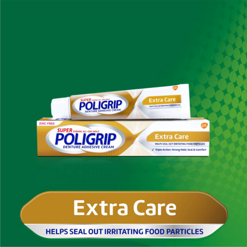 Keo dán hàm răng giả POLIGRIP Super strong all day hold Denture Adhesive Cream