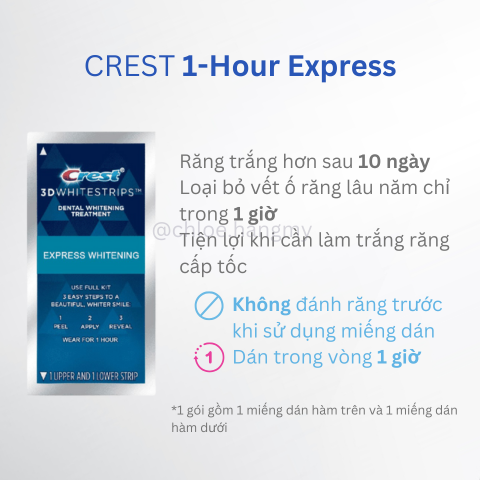 Tách lẻ 1 gói-Miếng dán trắng răng Crest Professional Whitestrips cải thiện răng ố xỉ màu