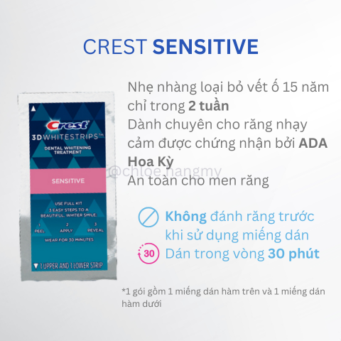 Tách lẻ 1 gói-Miếng dán trắng răng Crest Professional Whitestrips cải thiện răng ố xỉ màu