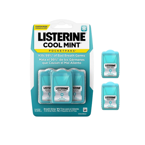 Miếng ngậm thơm miệng Listerine Pocketpaks Cool Mint bạc hà diệt khuẩn hộp 24 miếng