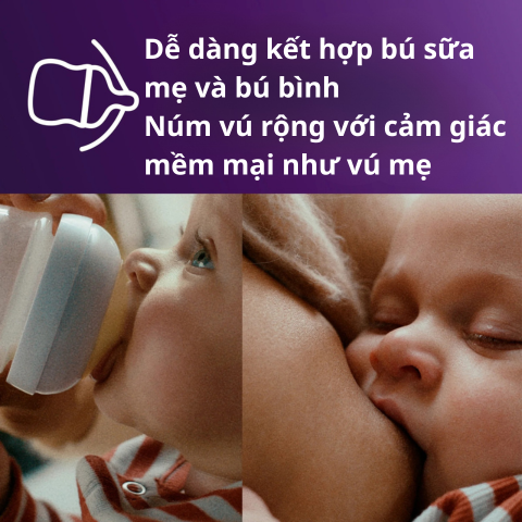 Núm ty Avent mô phỏng tự nhiên chống sặc đầy hơi dùng cho bình cổ rộng mẫu MỚI