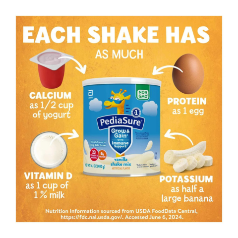 Sữa bột Pediasure Grow and Gain hương vanilla hươu cao cổ hộp 400g Mỹ