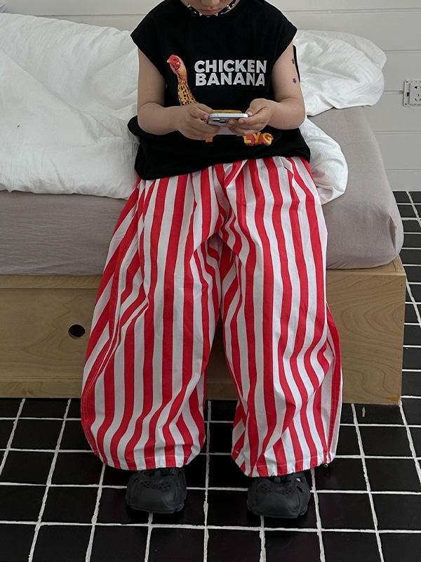 Quần Dài  Dù Sọc Đỏ Trắng LY