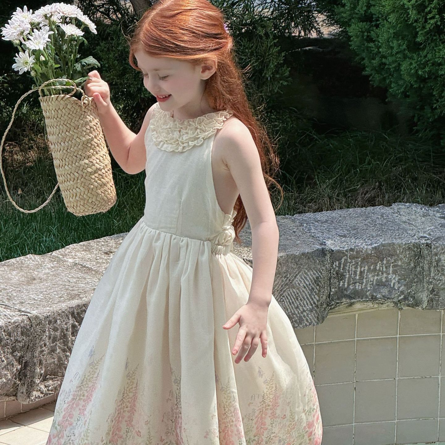 Váy Yếm Voan Cổ Bèo Hoa OTA