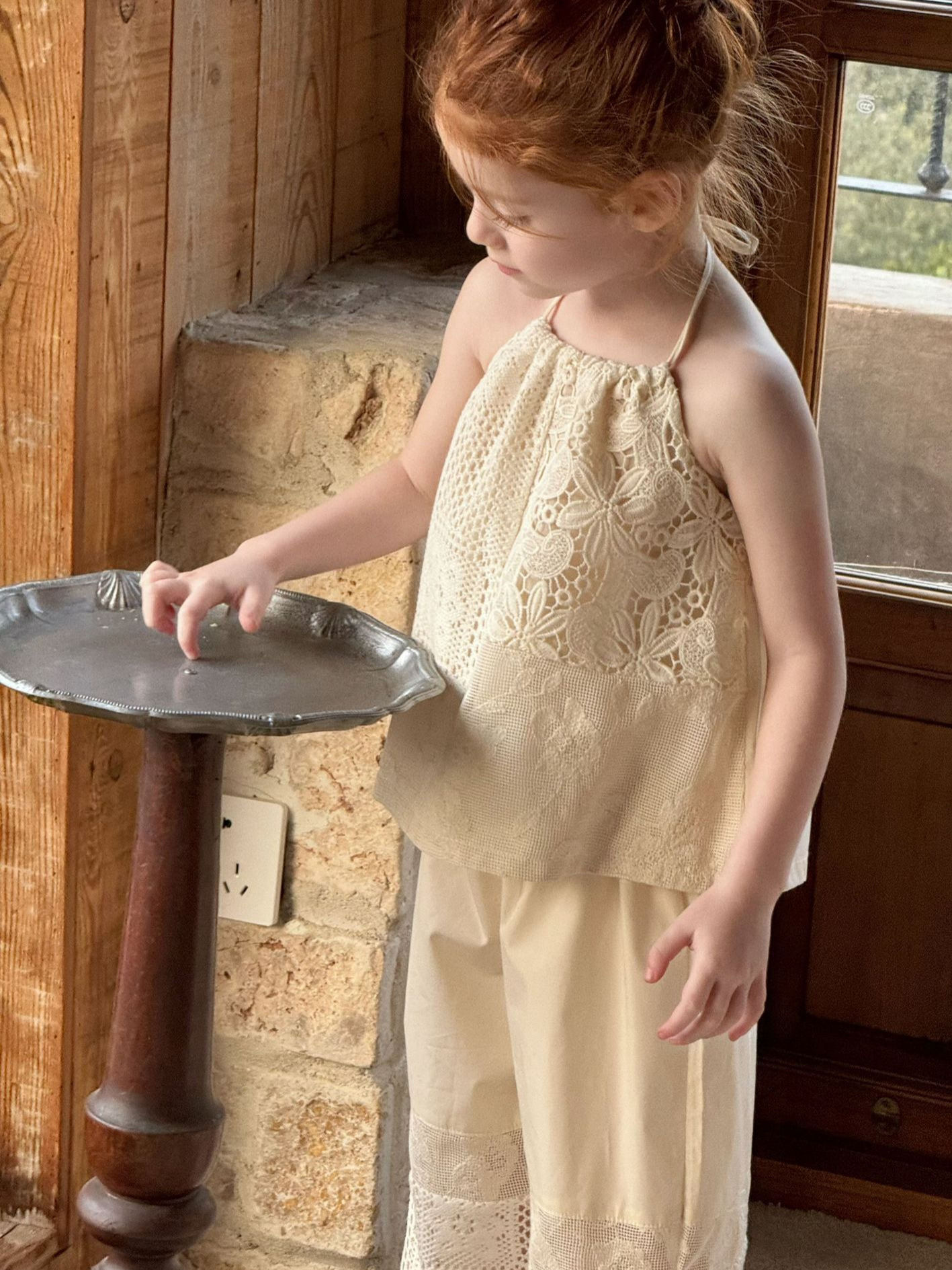 Set Áo Yếm Quần Dài Ren Kem Lưới Ota