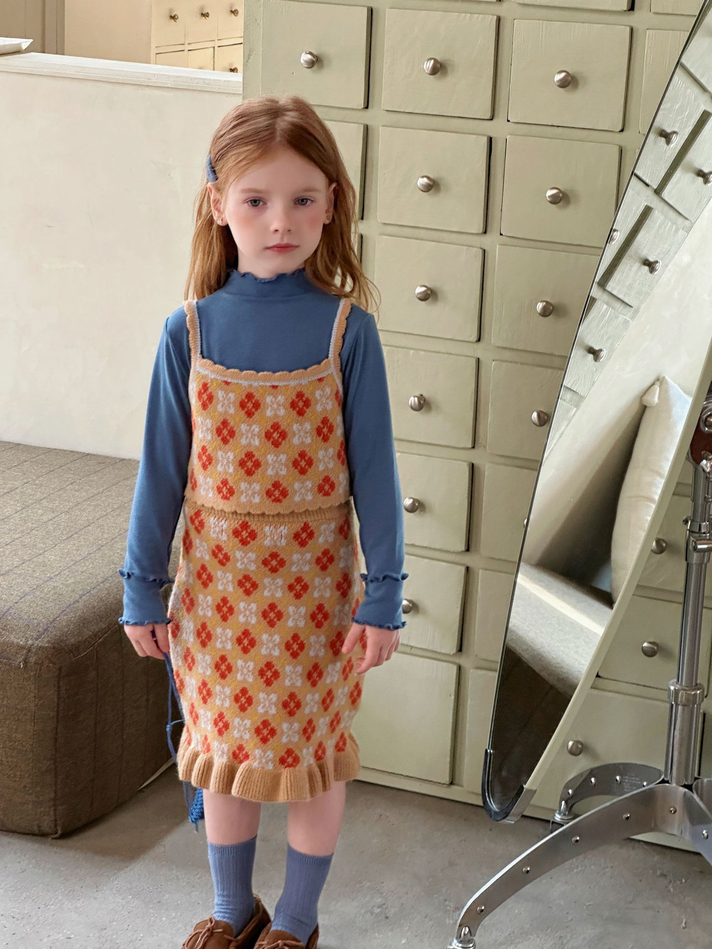 SD Áo Váy Len Hoa Kèm Áo Giữ Nhiệt MM