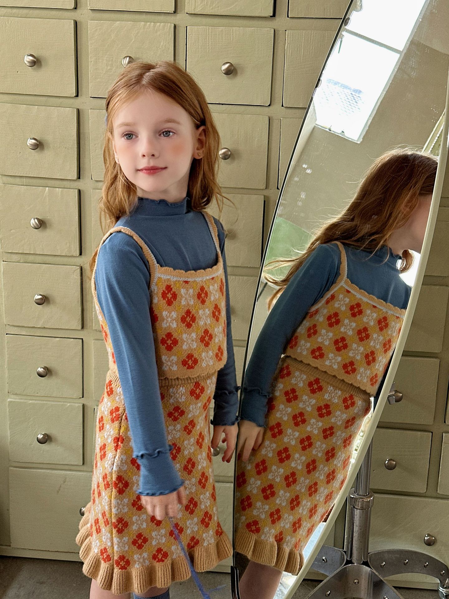 SD Áo Váy Len Hoa Kèm Áo Giữ Nhiệt MM