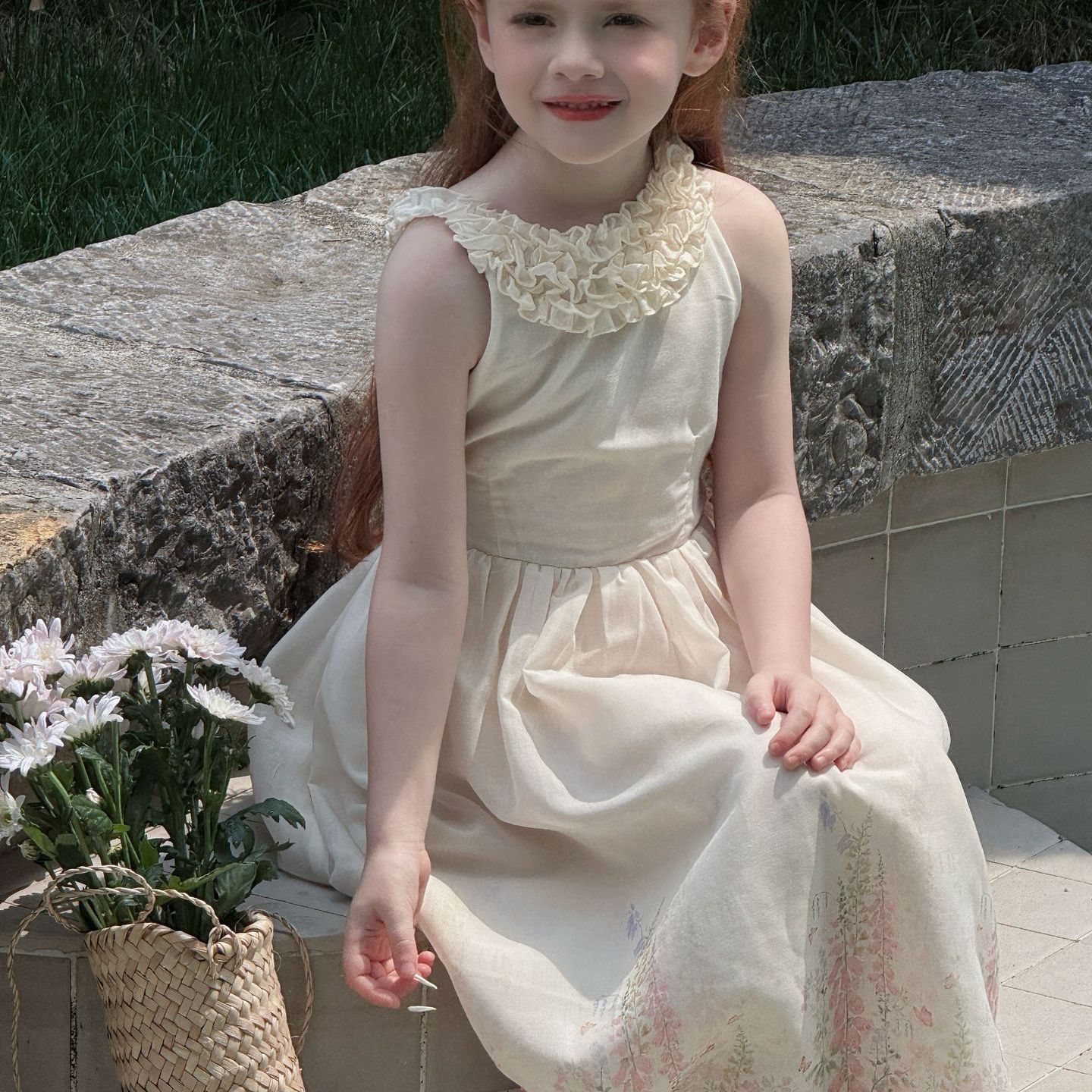 Váy Yếm Voan Cổ Bèo Hoa OTA