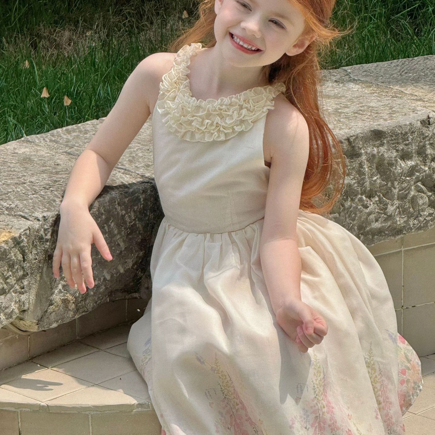 Váy Yếm Voan Cổ Bèo Hoa OTA