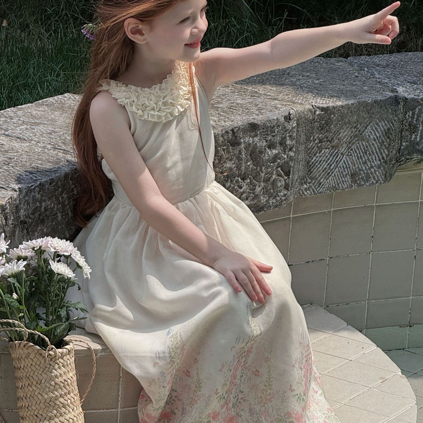 Váy Yếm Voan Cổ Bèo Hoa OTA