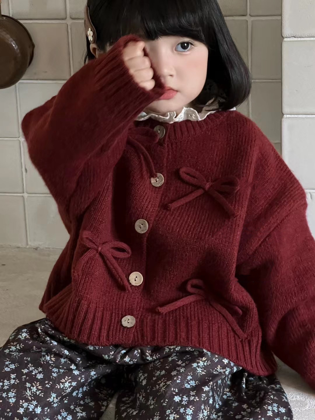 ÁO KHOÁC LEN ĐỎ NƠ