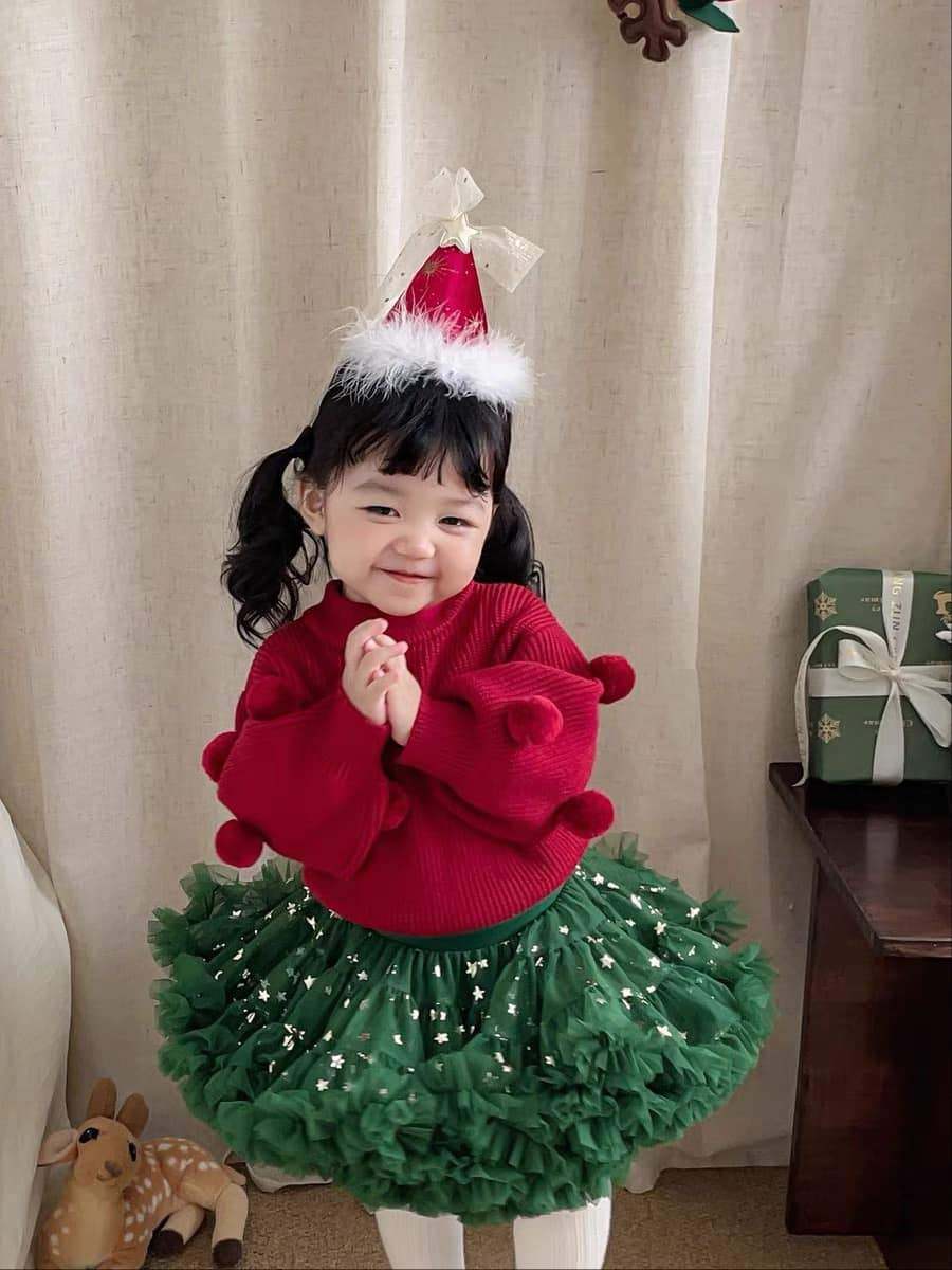 ÁO LEN DÀI ĐỎ CỤC BÔNG