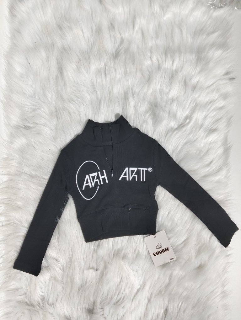 Áo Croptop Dài Cổ Khóa Kéo