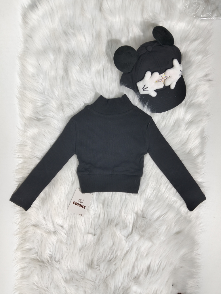 Áo Croptop Dài Cổ Khóa Kéo