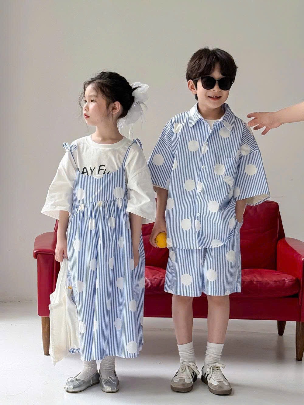 Váy Dài Xanh Bi Trắng KM