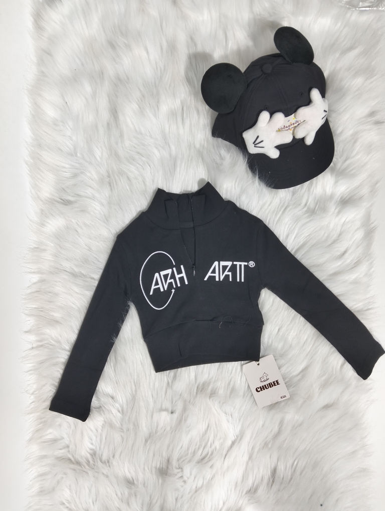 Áo Croptop Dài Cổ Khóa Kéo