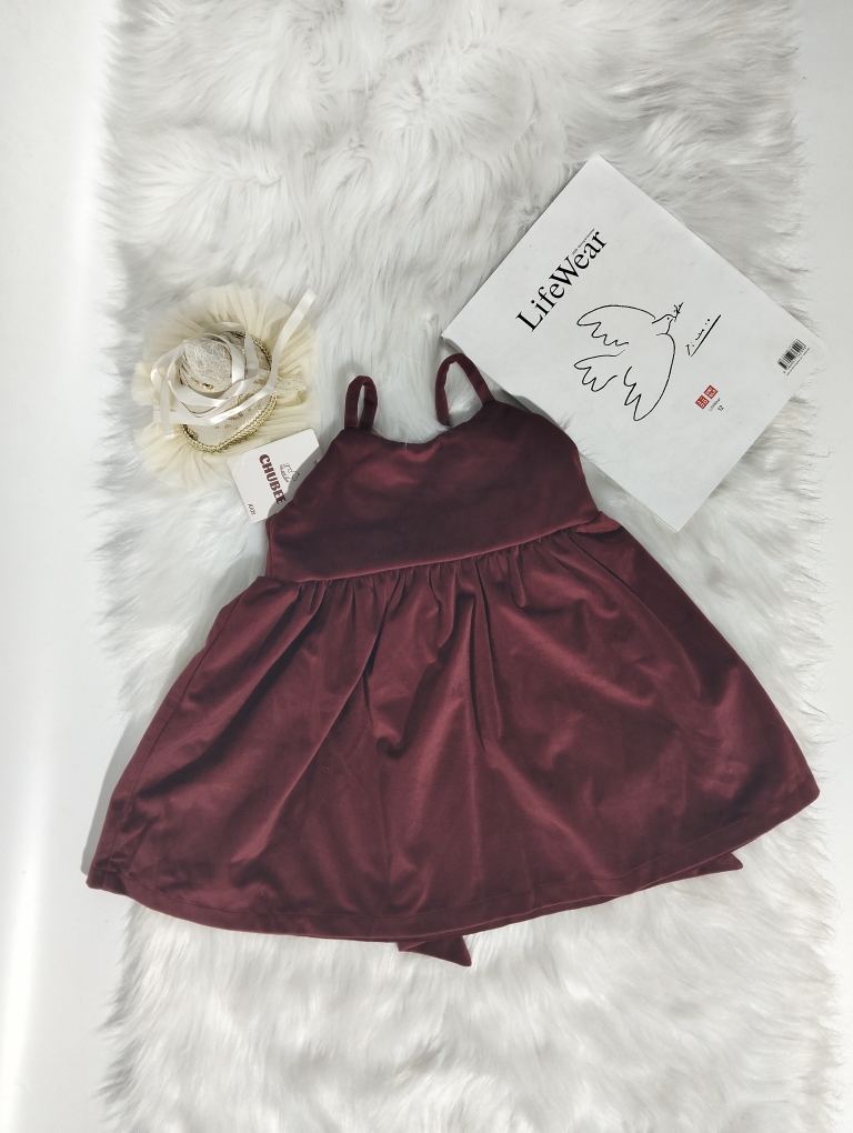 Váy Ngắn Đỏ Mix Nơ Sau