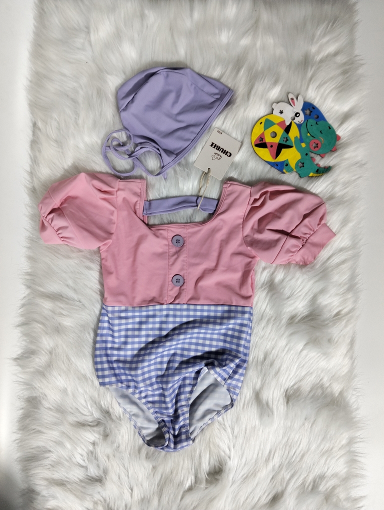 Jump Bơi Caro Tím Mix Hồng