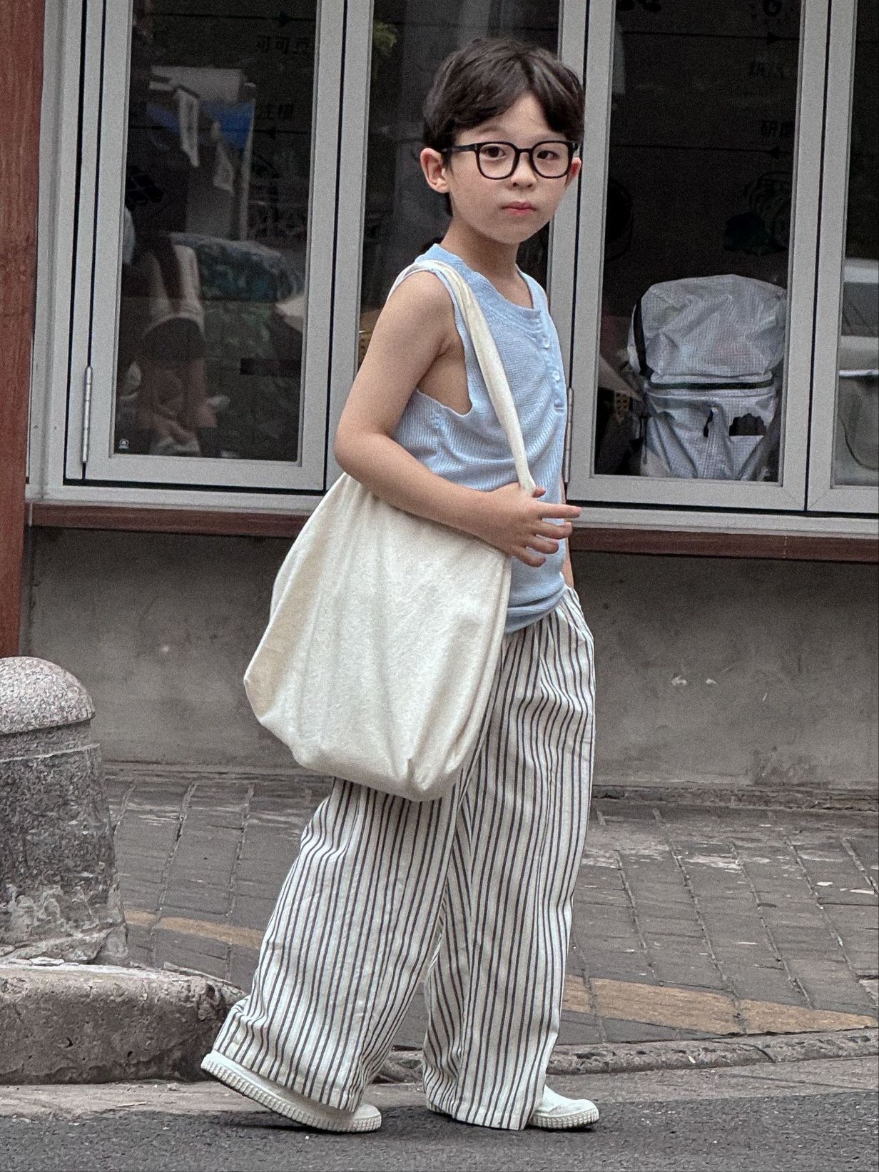 Quần Dài Kem Sọc Xanh PL