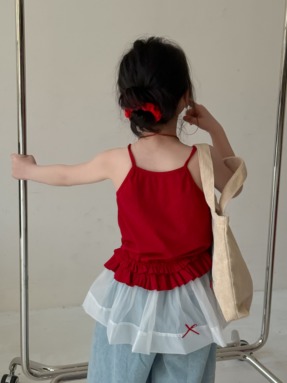 SET Dài Áo Dây Đỏ Quần Jean Quây Ren KM
