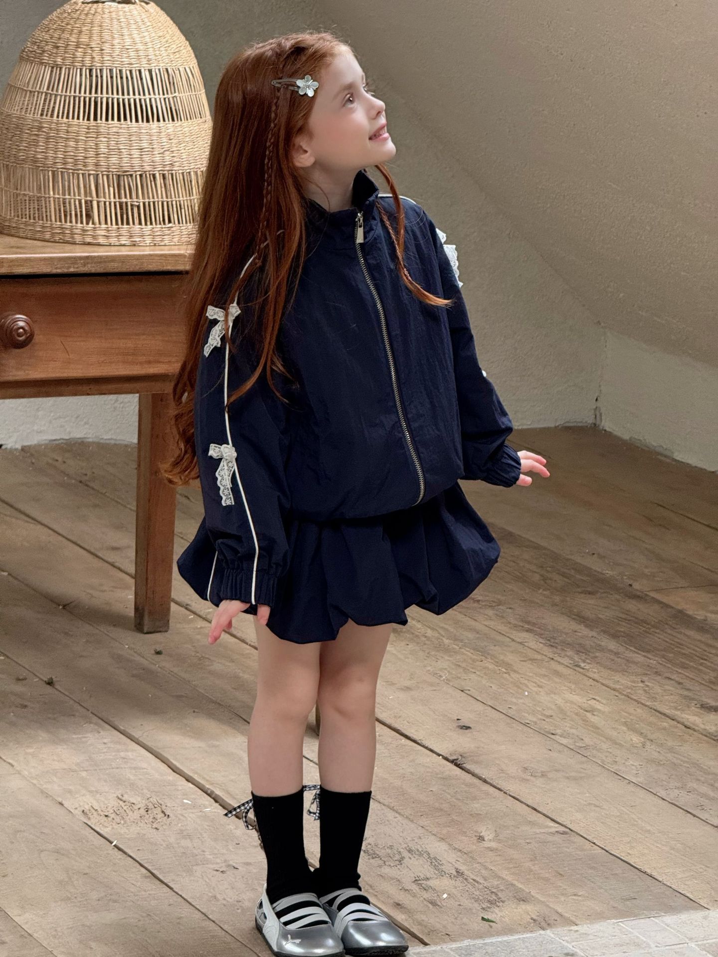 SN Áo Váy Bí Gió Xanh Nơ Ren Ota