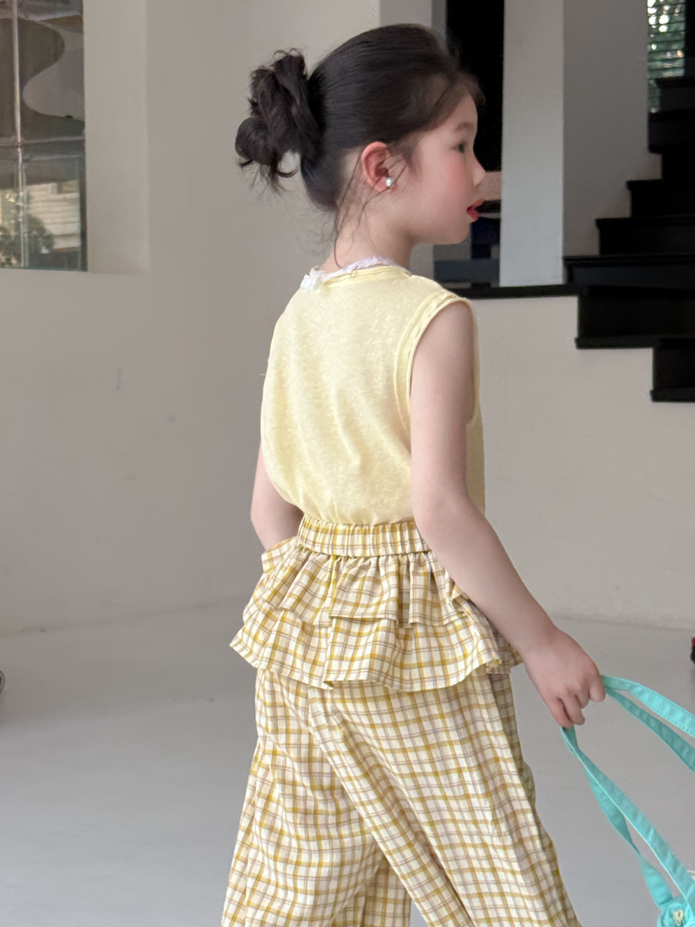 SET Dài Ba Lỗ Quần Caro Vàng KM