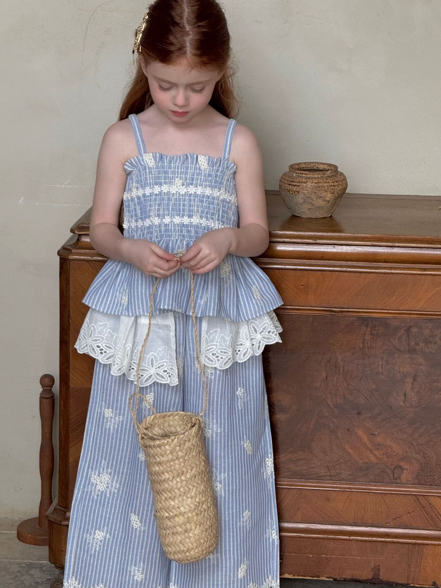 SET Dài Hoa Kẻ Xanh OTA