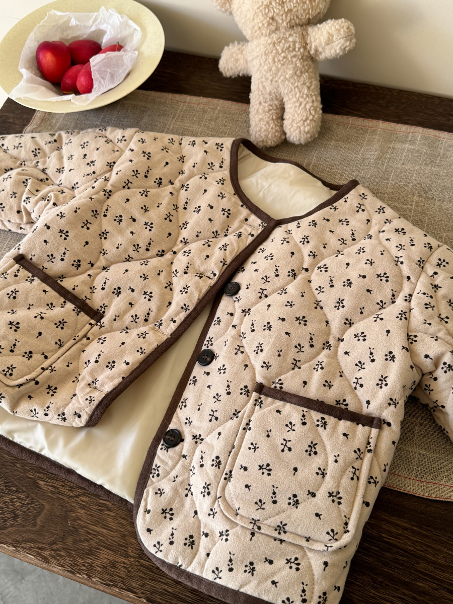 Áo Khoác Phao Kem Hoa Nâu YK