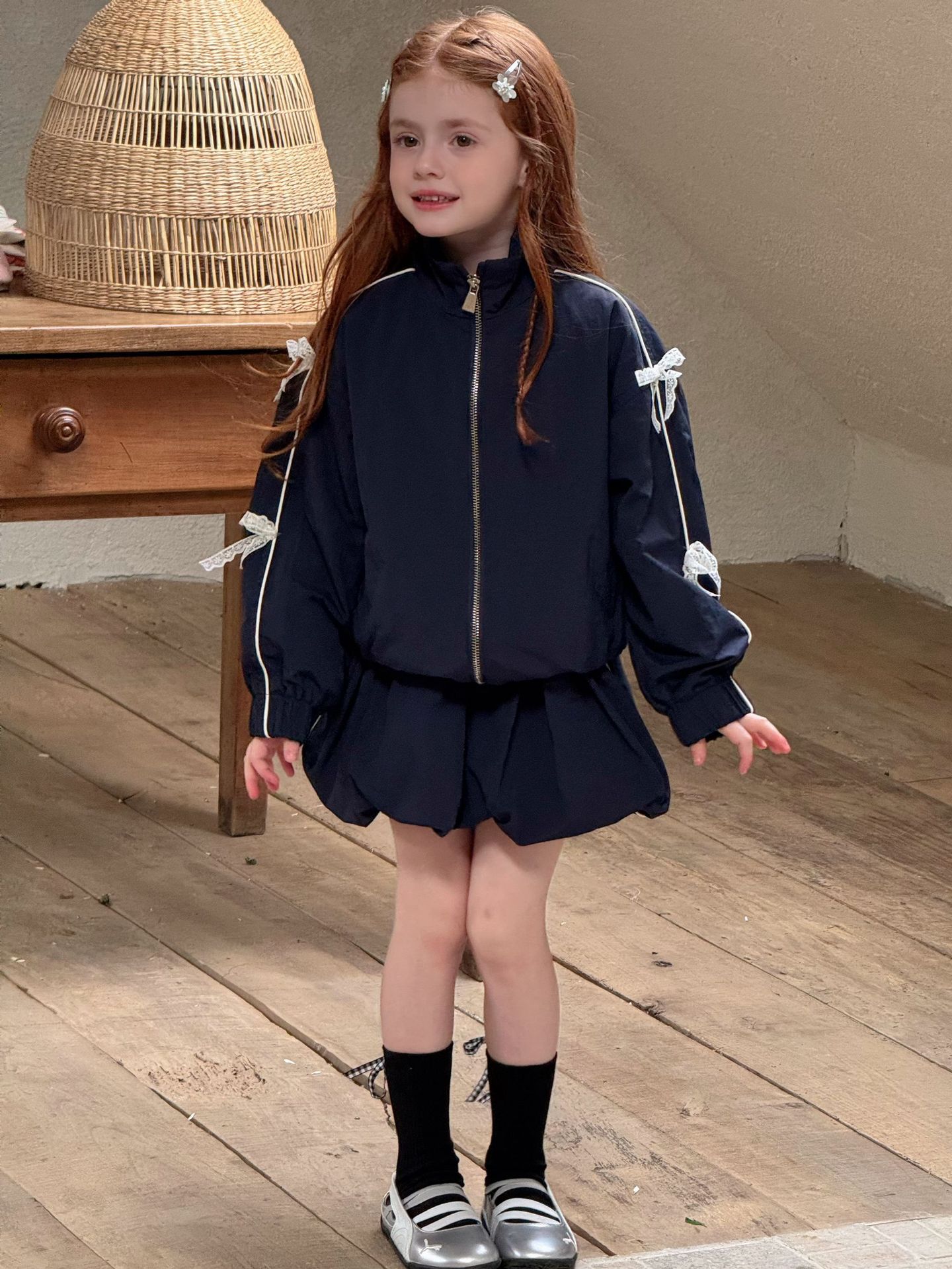 SN Áo Váy Bí Gió Xanh Nơ Ren Ota