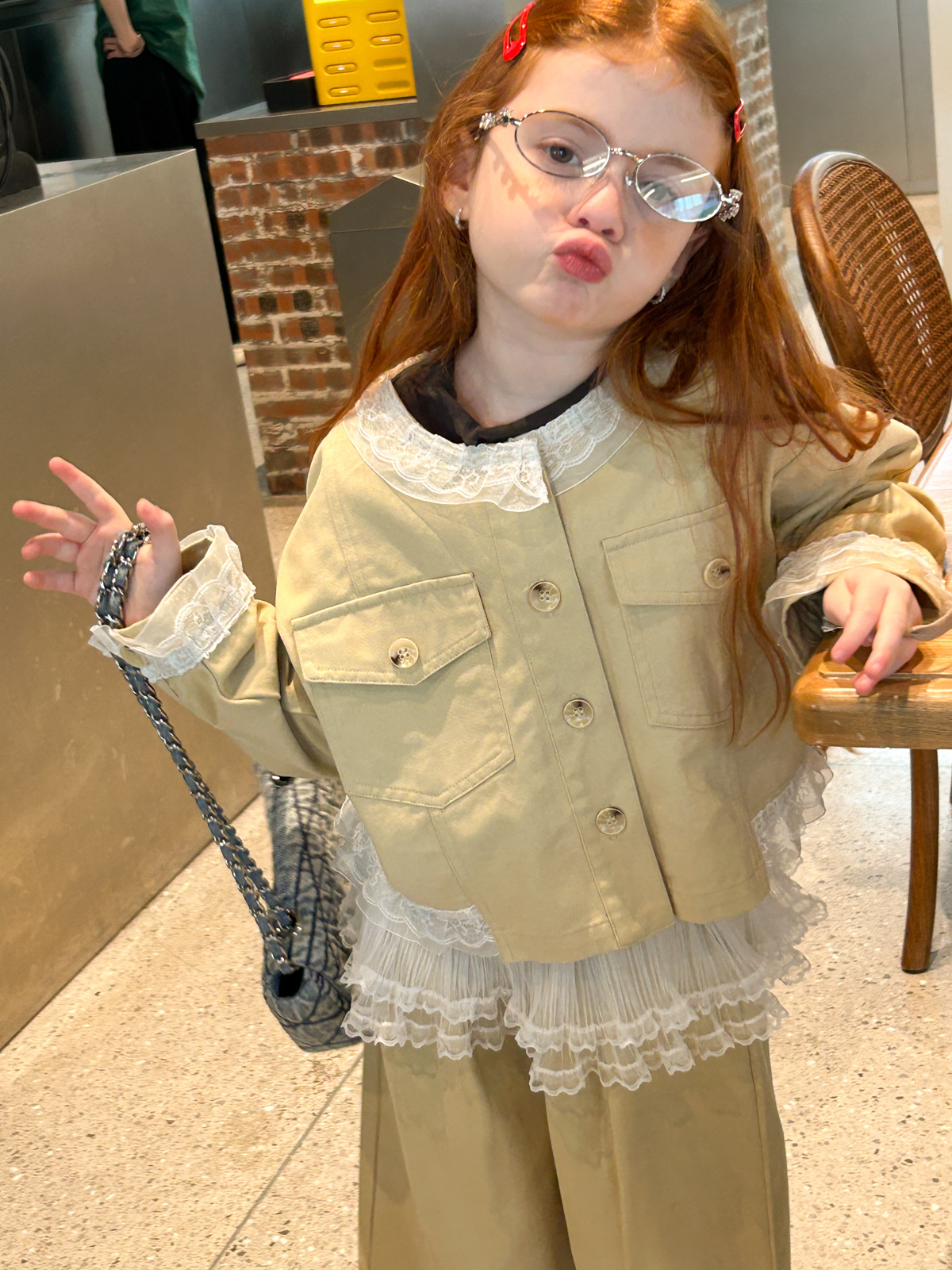 Set Dài Kaki Be Phối Voan YN Peach