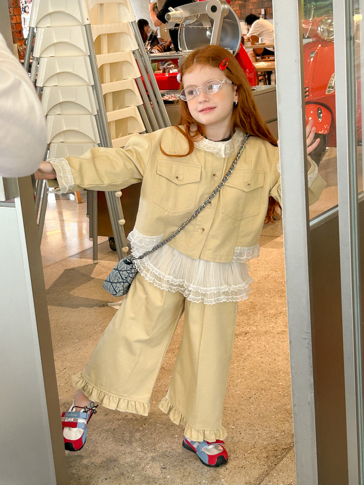 Set Dài Kaki Be Phối Voan YN Peach