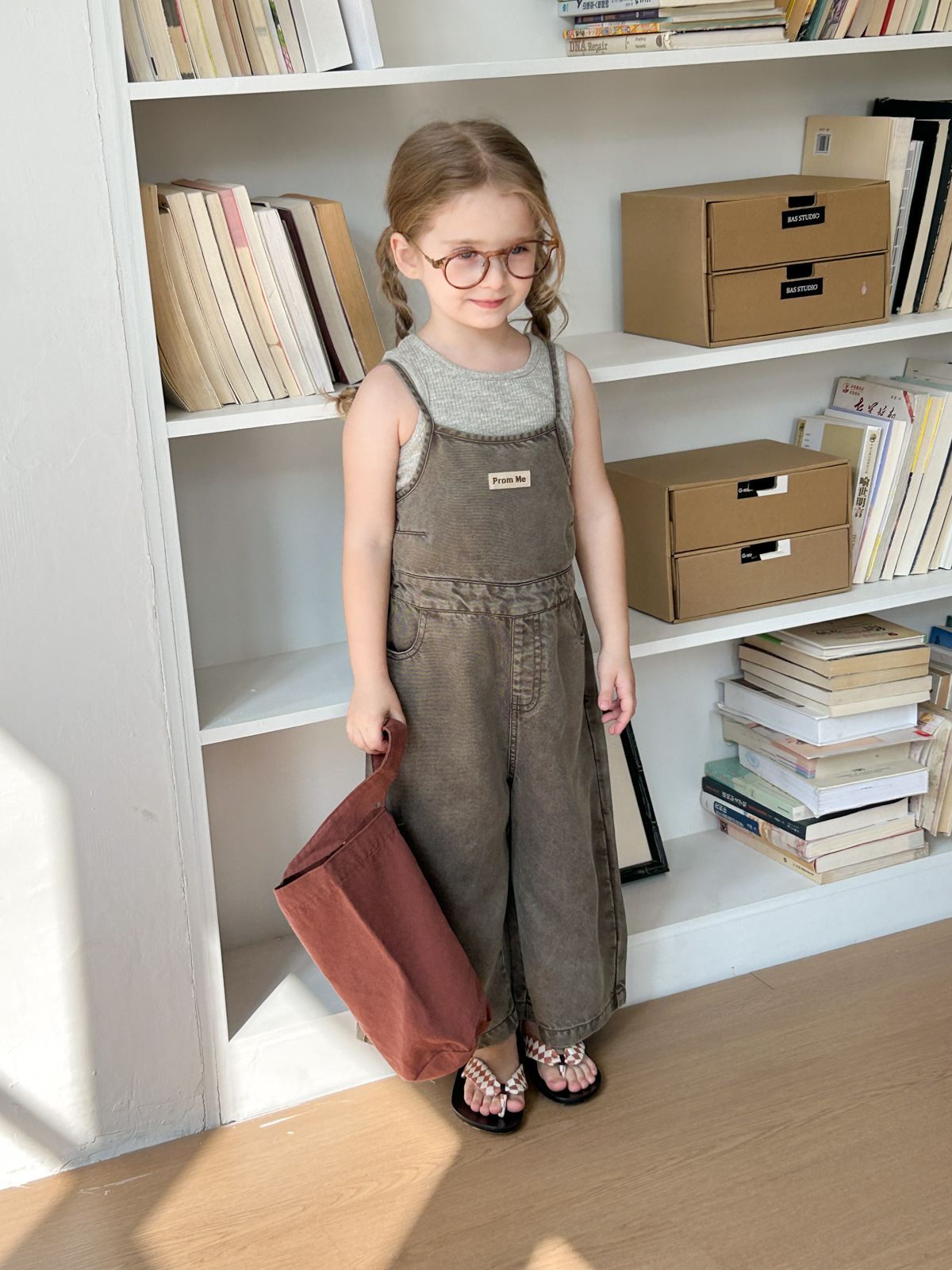 SET Dài Ba Lỗ & Quần Yếm Xám Peach