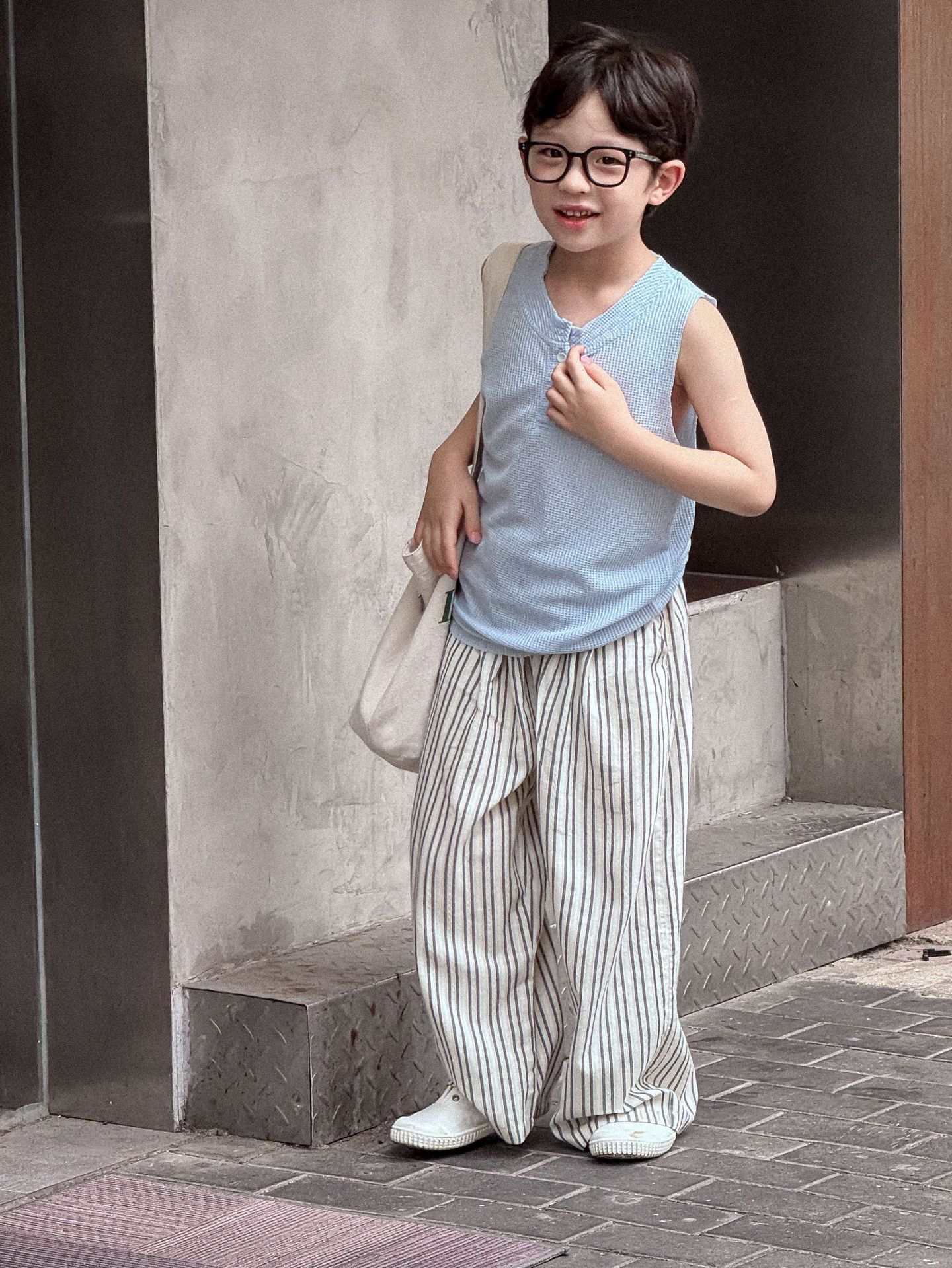 Quần Dài Kem Sọc Xanh PL