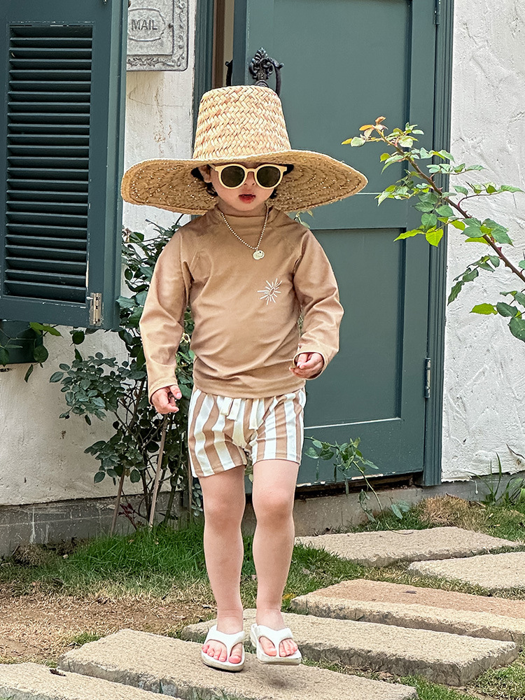 Set Bơi Nâu Quần Kẻ DS
