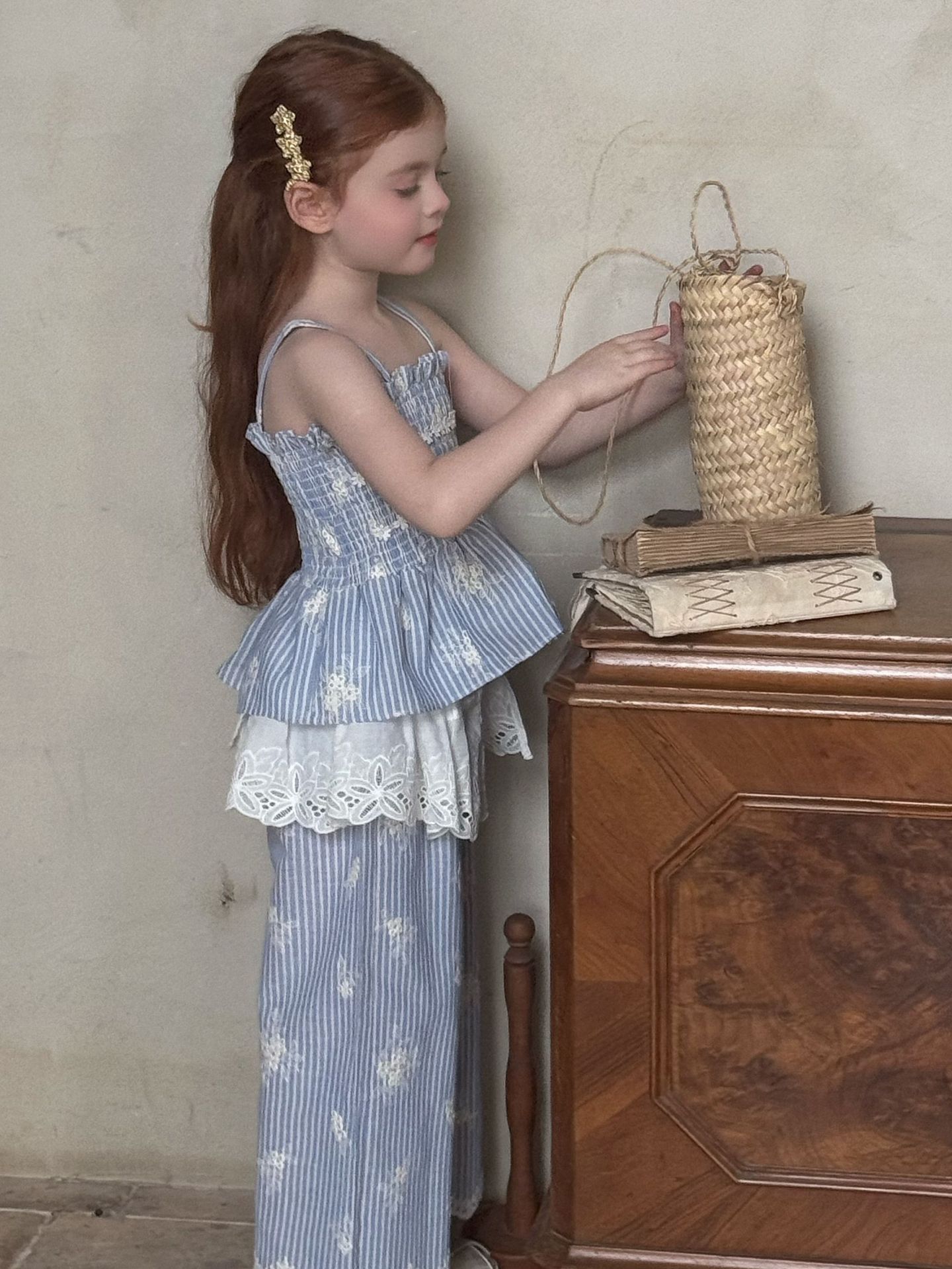 SET Dài Hoa Kẻ Xanh OTA