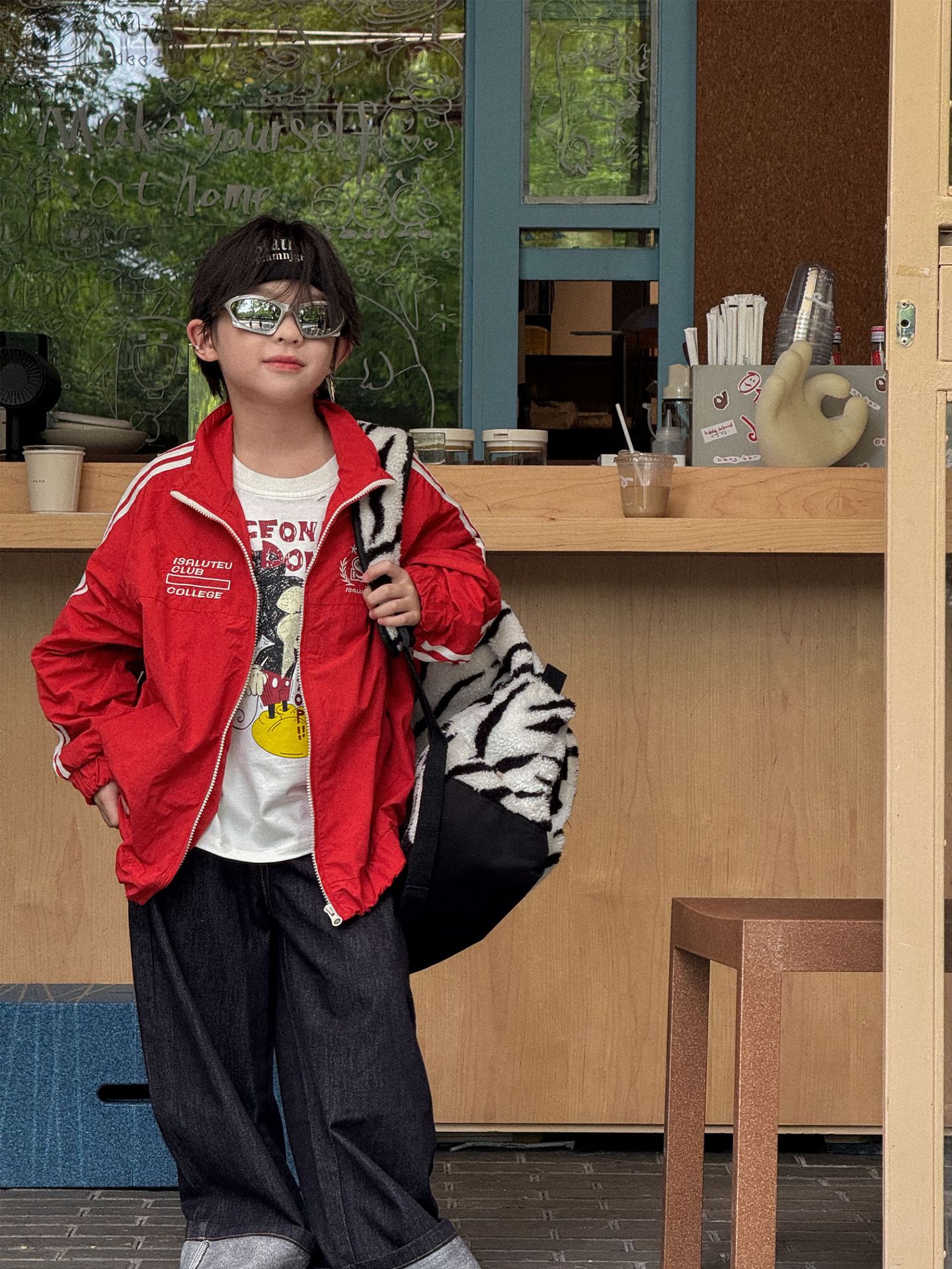 Áo Khoác Dù Đỏ Sọc Trắng PL