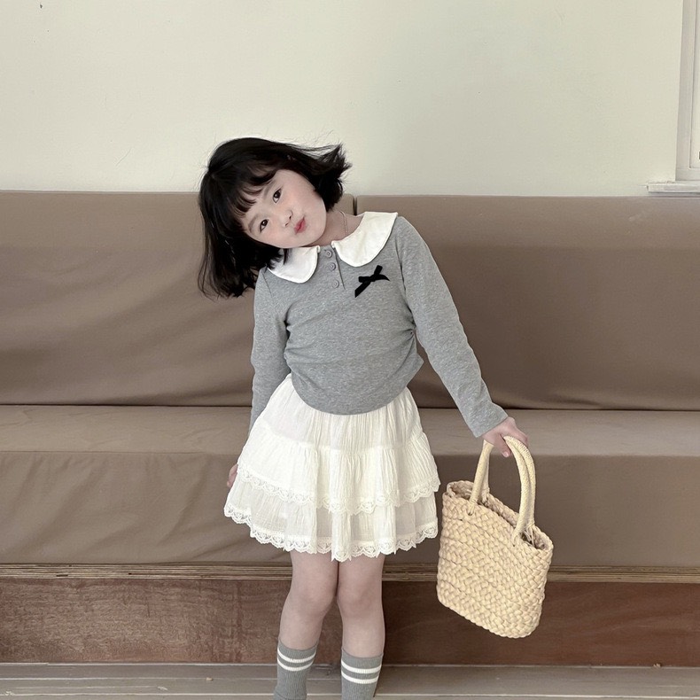 Áo Dài Cổ Sen YK Xám