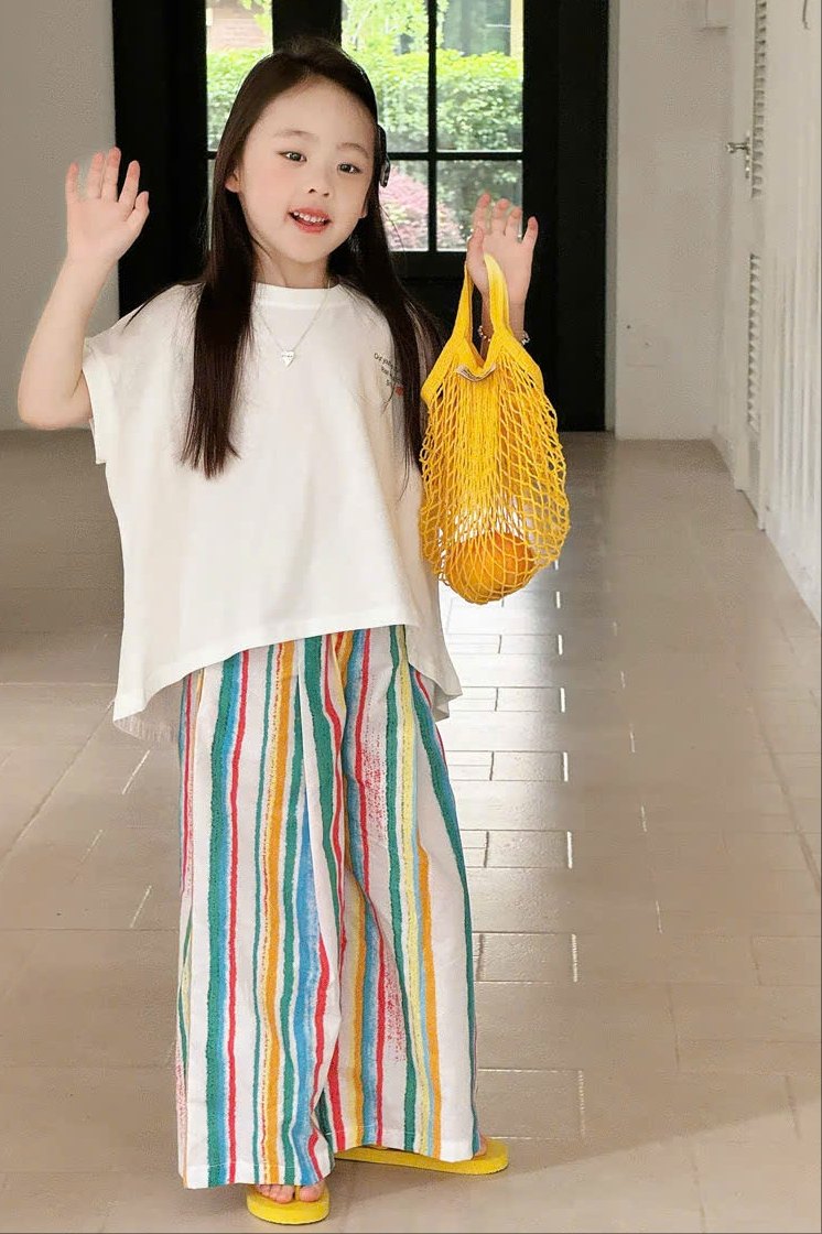 Set Dài Áo Bí Đỏ Quần Sọc YK