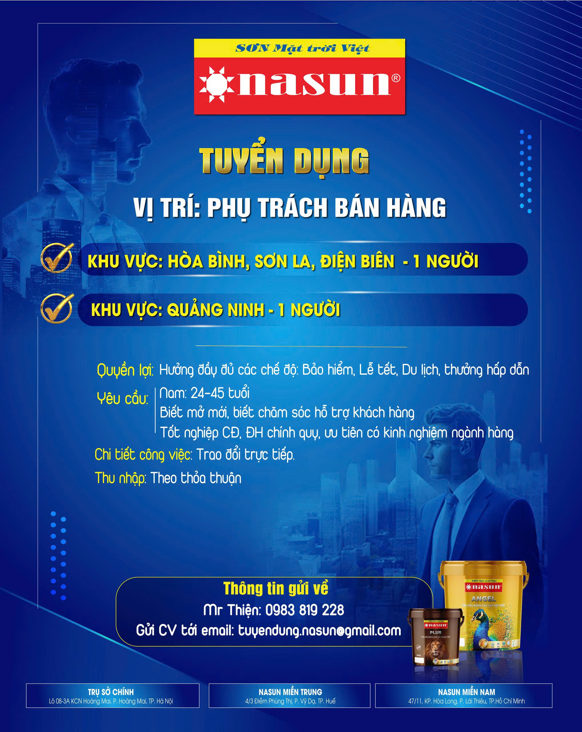 SƠN NASUN TUYỂN DỤNG PHỤ TRÁCH BÁN HÀNG