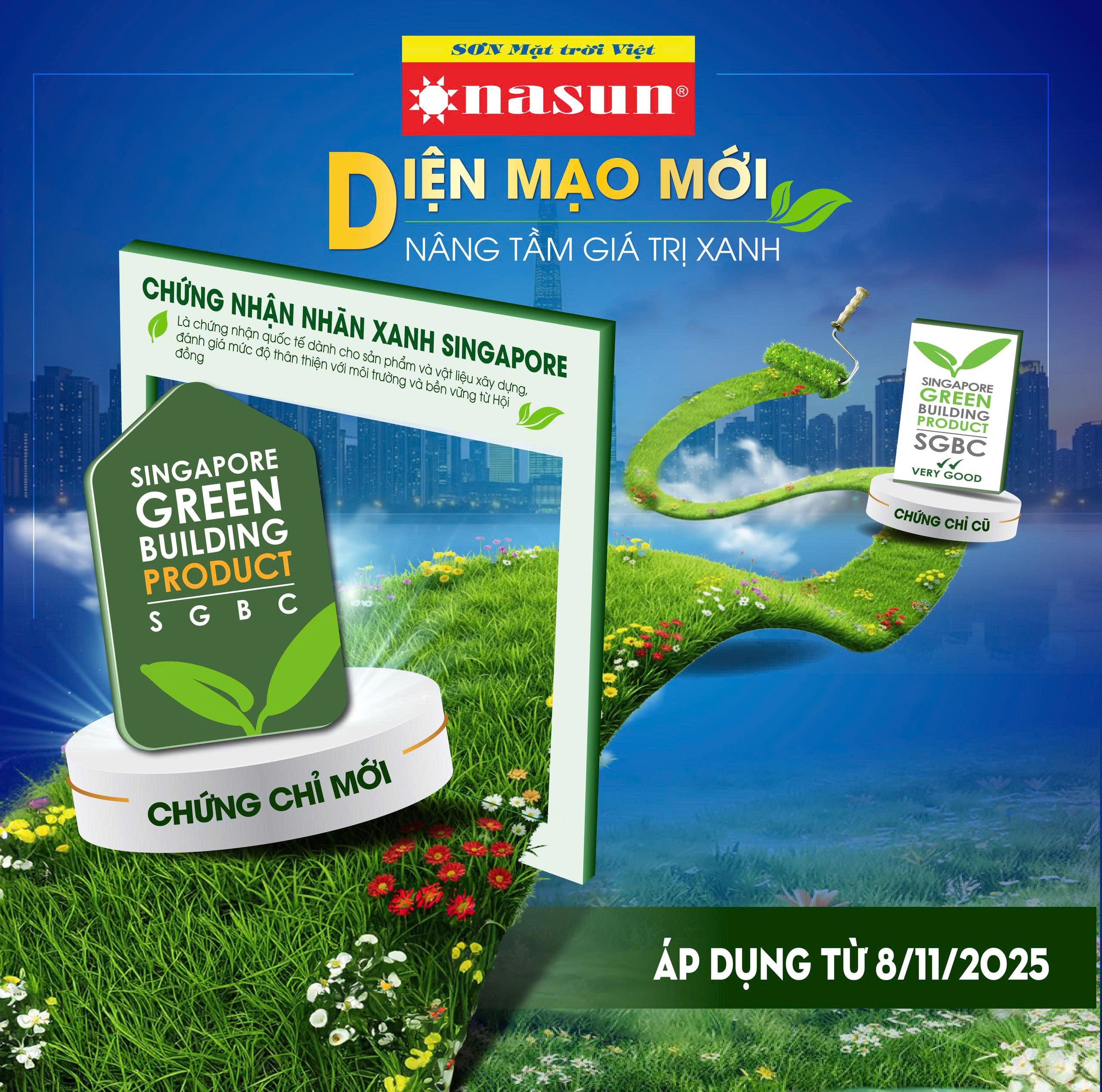 SƠN NASUN CÔNG BỐ DIỆN MẠO MỚI CỦA CHỨNG NHẬN NHÃN XANH SINGAPORE TRÊN BAO BÌ SẢN PHẨM