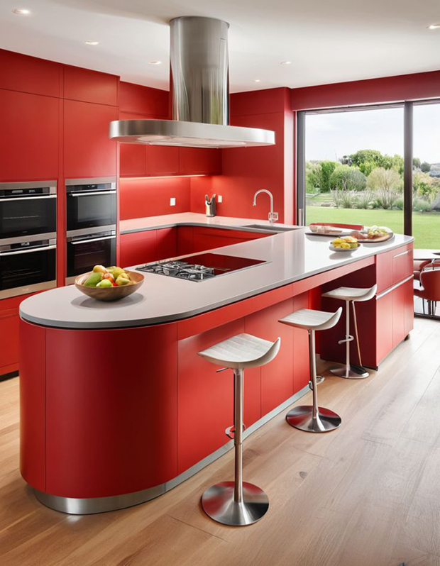 Nhà bếp màu đỏ. Màu sơn cho nhà bếp đẹp tạo nên không gian sống lý tưởng, Sơn Nasun, Nasun Paint, sơn phòng bếp, màu sơn cho nhà bếp