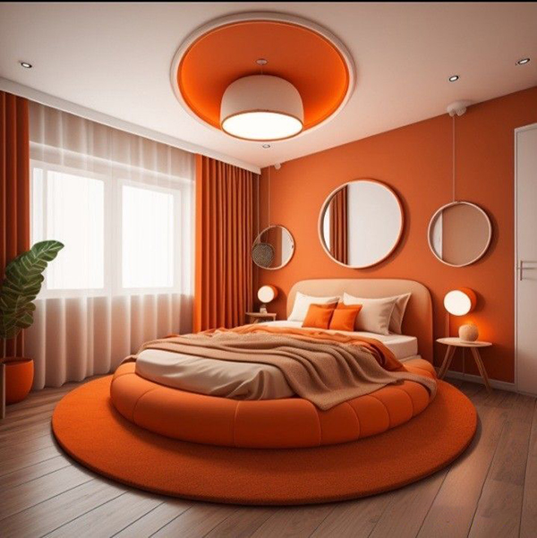 Màu sơn phòng ngủ màu cam. Màu sơn phòng ngủ cho người mệnh hỏa - Năng động, mạnh mẽ. Sơn Nasun, Nasun Paint, sơn phòng ngủ, màu sơn hợp mệnh hỏa