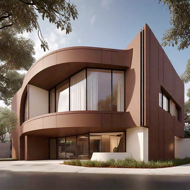 Villa hiện đại sơn màu nâu ánh đồng cuốn hút