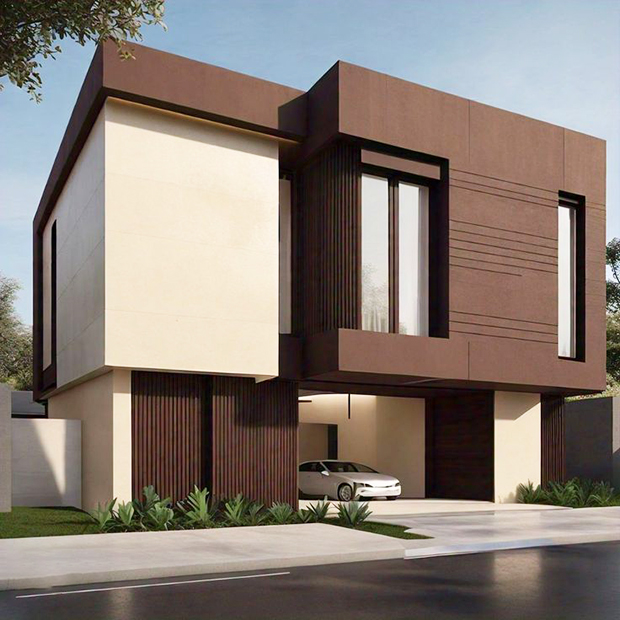 Villa hiện đại sơn màu nâu kem tinh tế