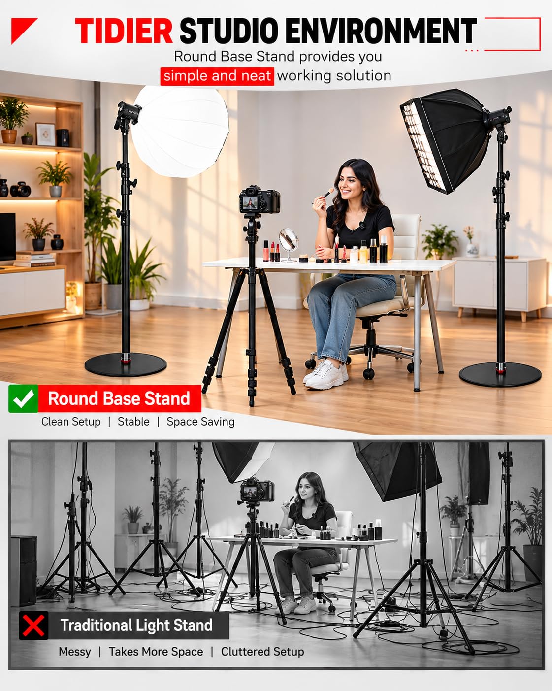 Chân Đèn Monopod E.PRO M210S PRO 2.1m - Đế Tròn Phẳng, Tải Trọng 10kg, Chuyên Nghiệp Cho Studio Quay Phim - ảnh 5