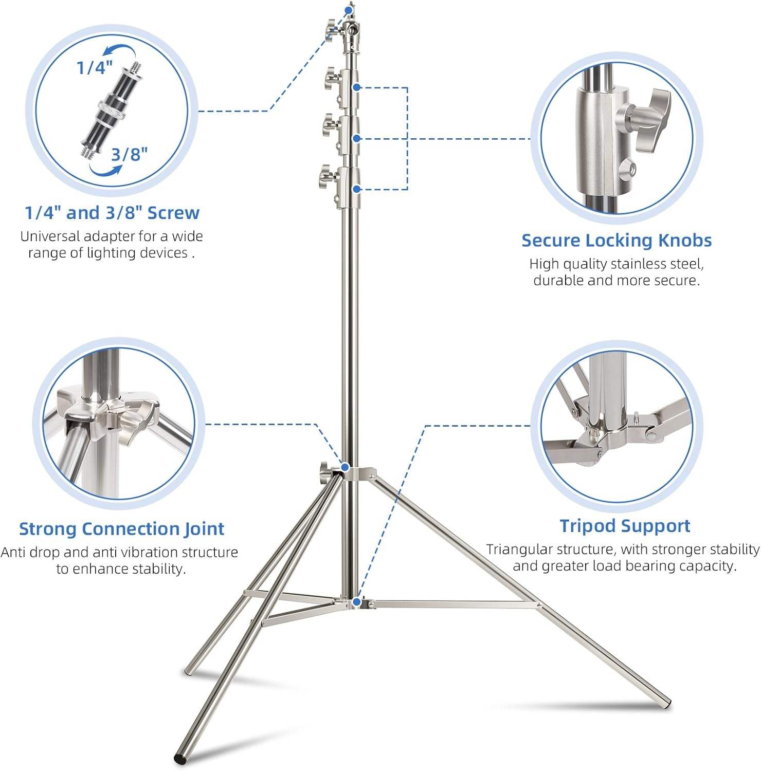 E.PRO E400S 400cm - Chân Đèn Studio Inox Chính Hãng, Giá Tốt - ảnh 2