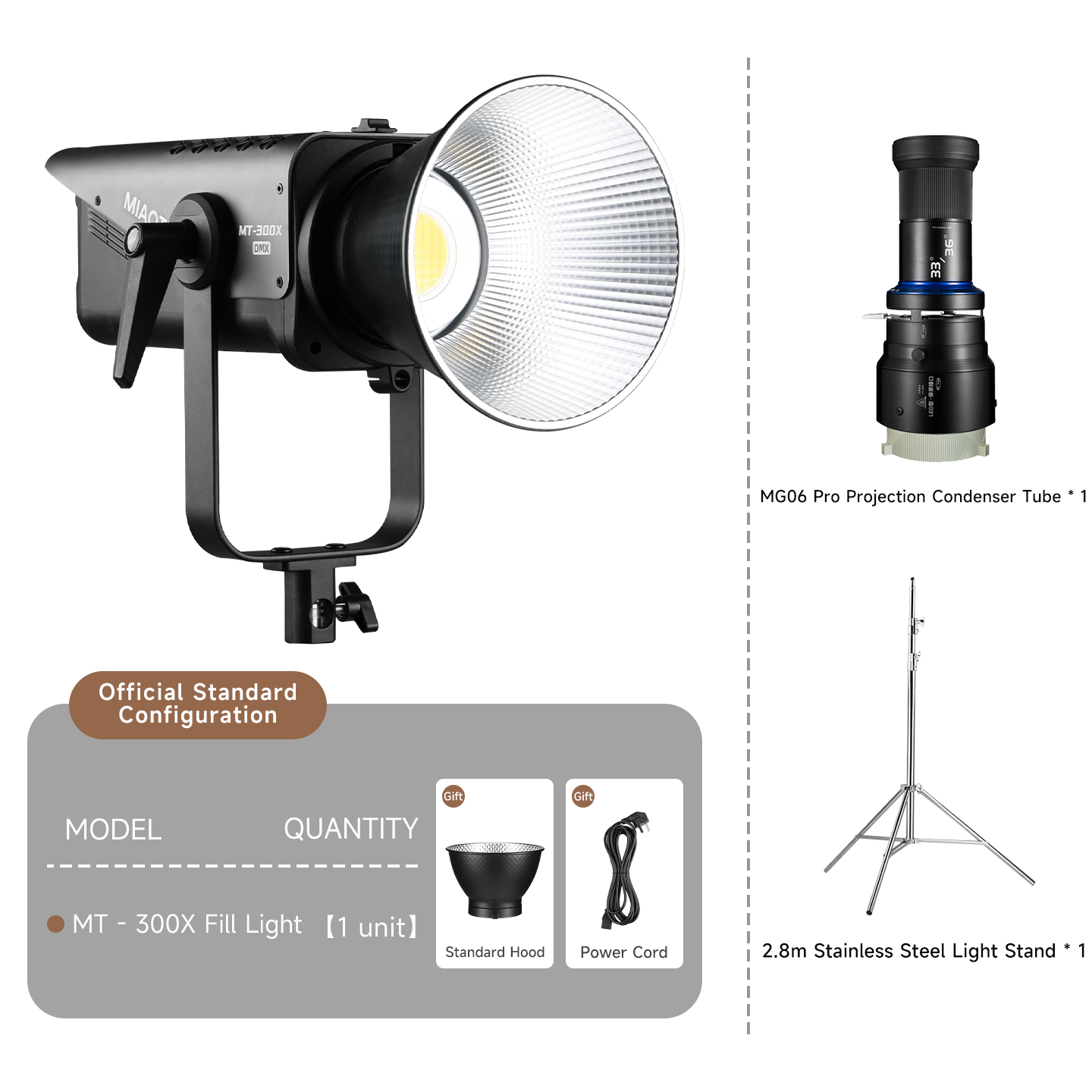 Miaotu MT-500B DMX Professional 500W Bi Color 2700-6500K